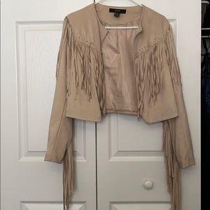 Camel Fringe Suede Jacket